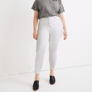 NWT Madewell 10" High-Rise Skinny Crop Jeans in Pure White: Button-Front